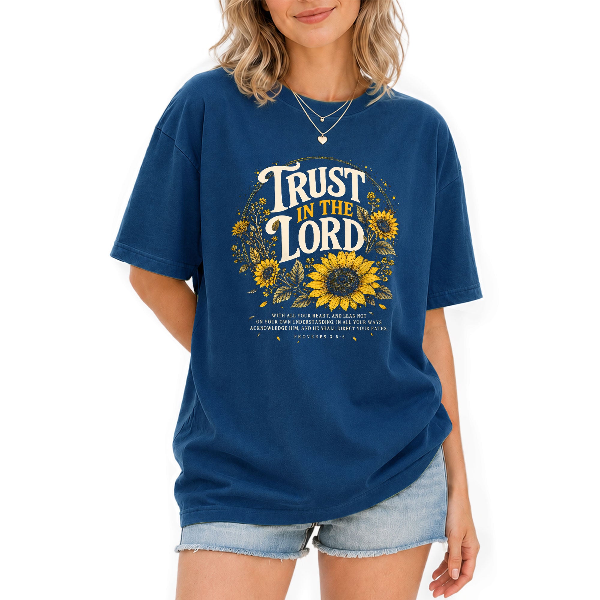 Trust In The Lord Christian Women Shirt Sunflower Faith Graphic Tee Bible Verse Aesthetic - Rust Field Wear