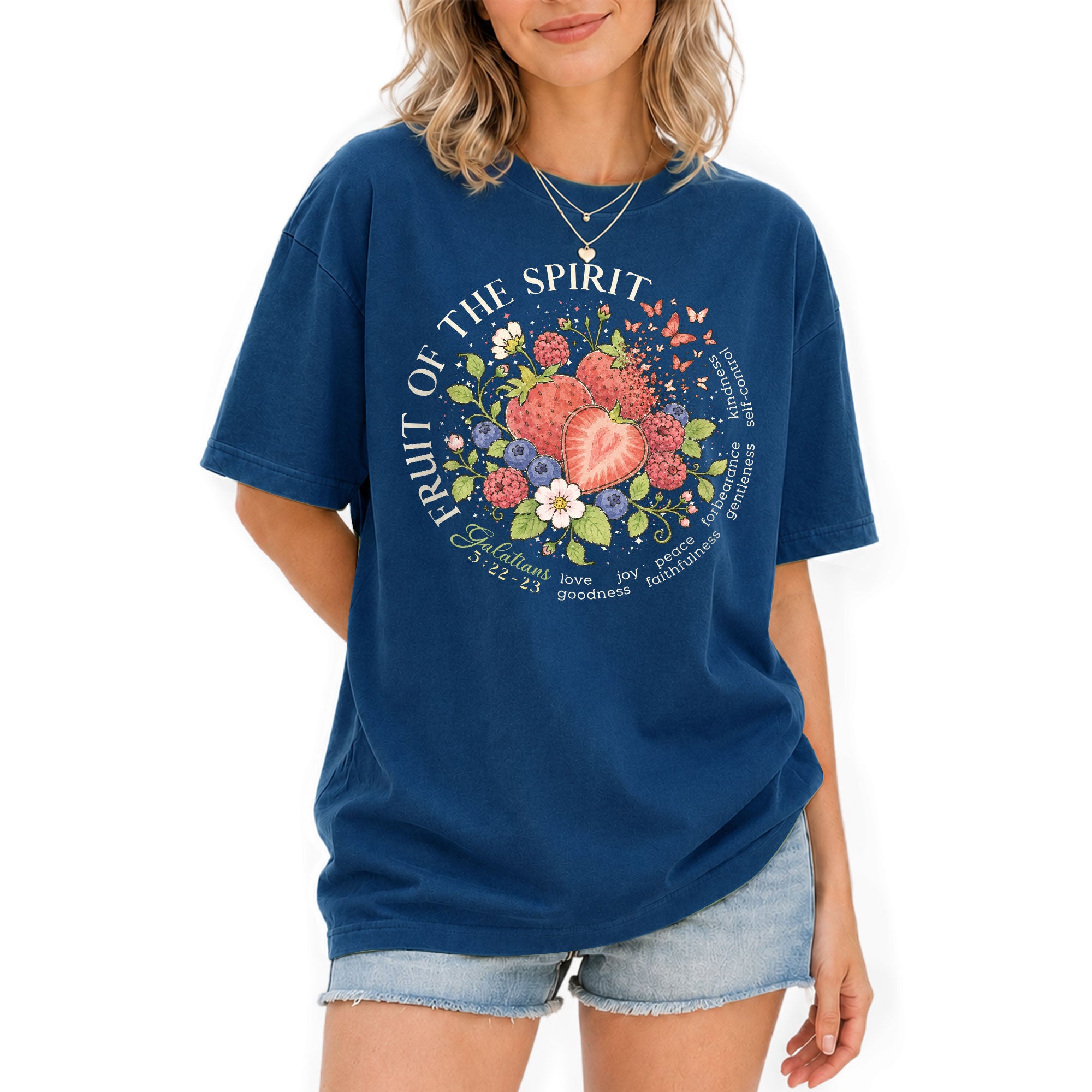 Fruit Of The Spirit Galatians 5 22 23 Berry Christian Graphic Tee For Women Apparel