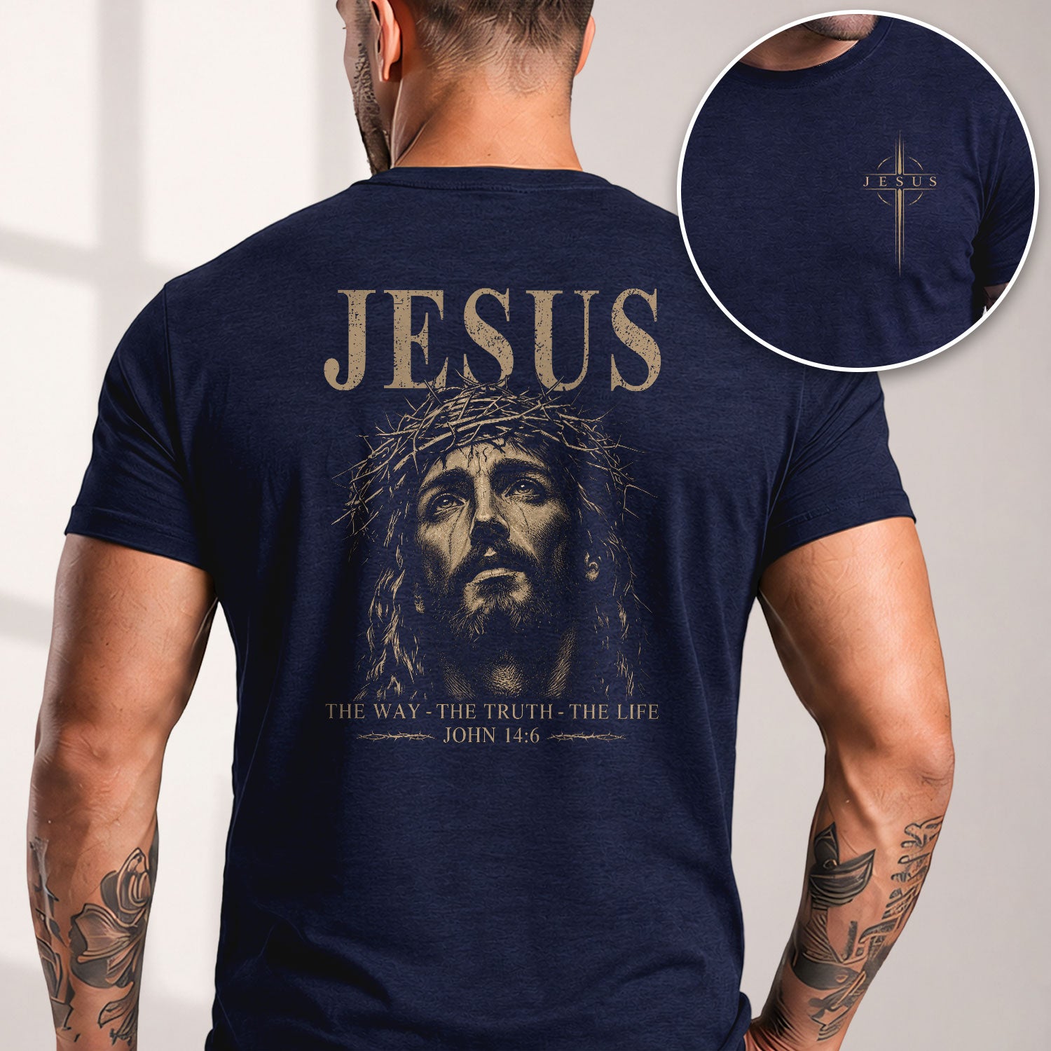 Jesus The Way The Truth The Life Shirt Christian Crown of Thorns Faith Men T-Shirt