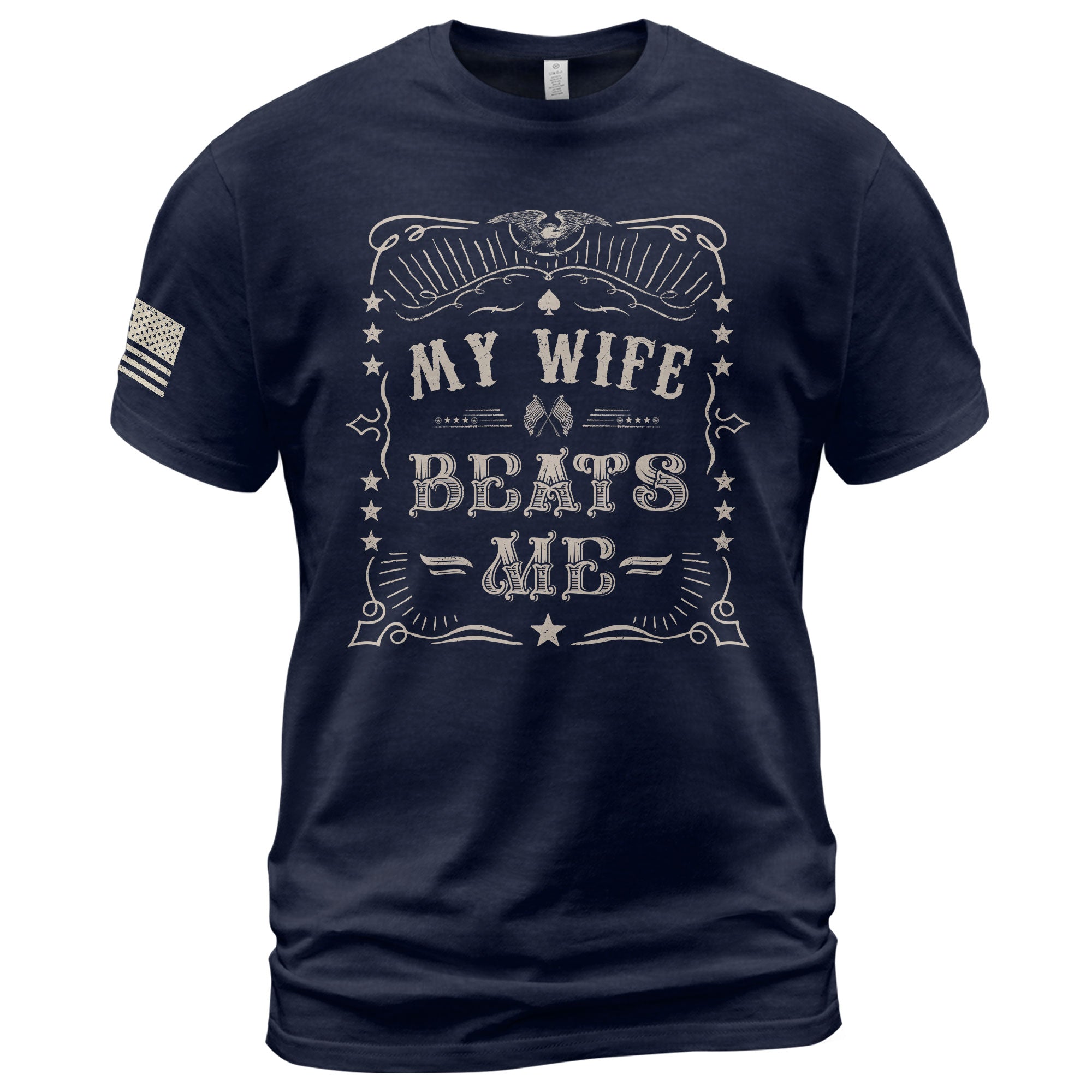 Funny Racing Flags Quote My Wife Beats Me Men Vintage Graphic Shirt Casual Novelty