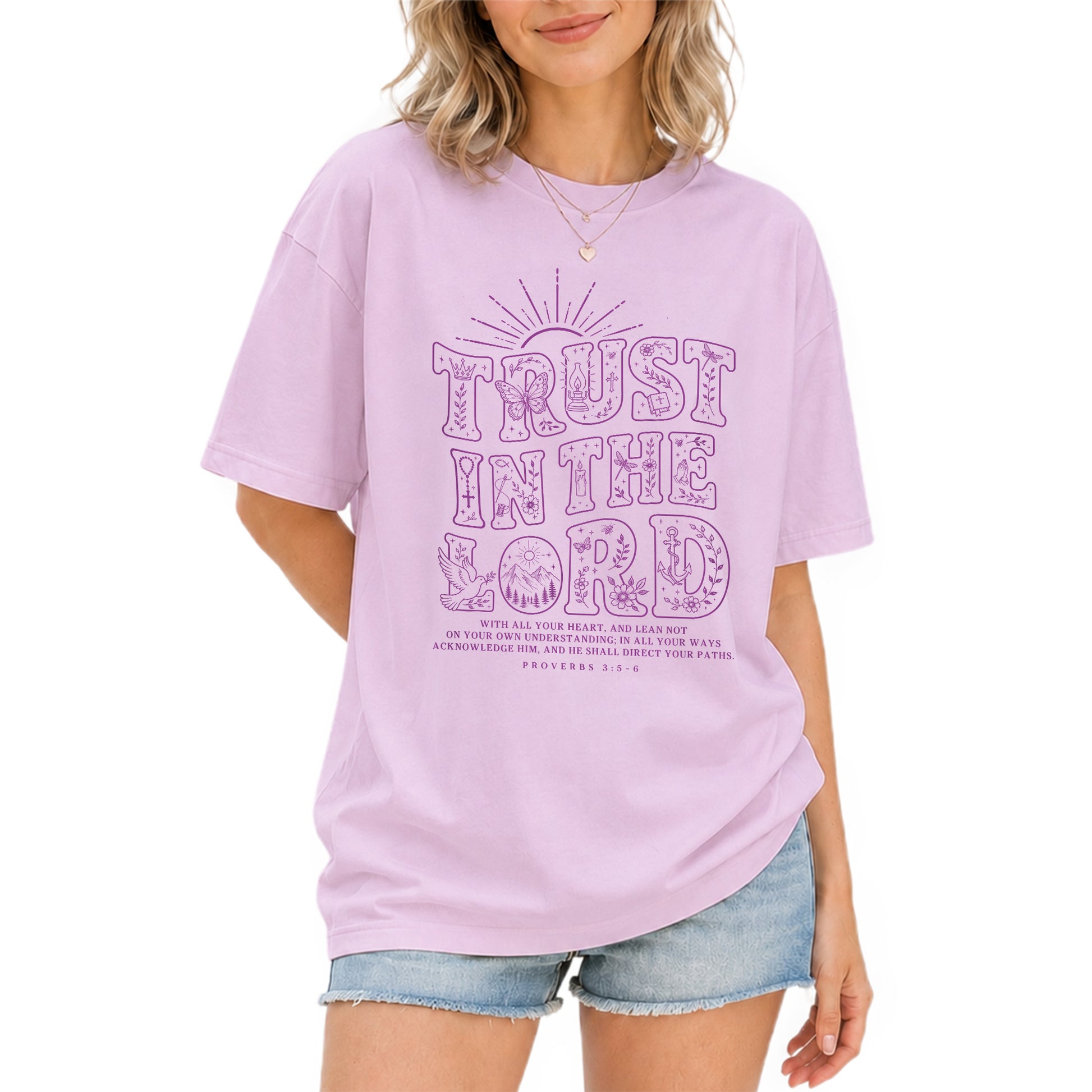 Trust In The Lord T-Shirt Christian Women Faith Shirt Aesthetic Doodle Bible Verse Tee - Rust Field Wear