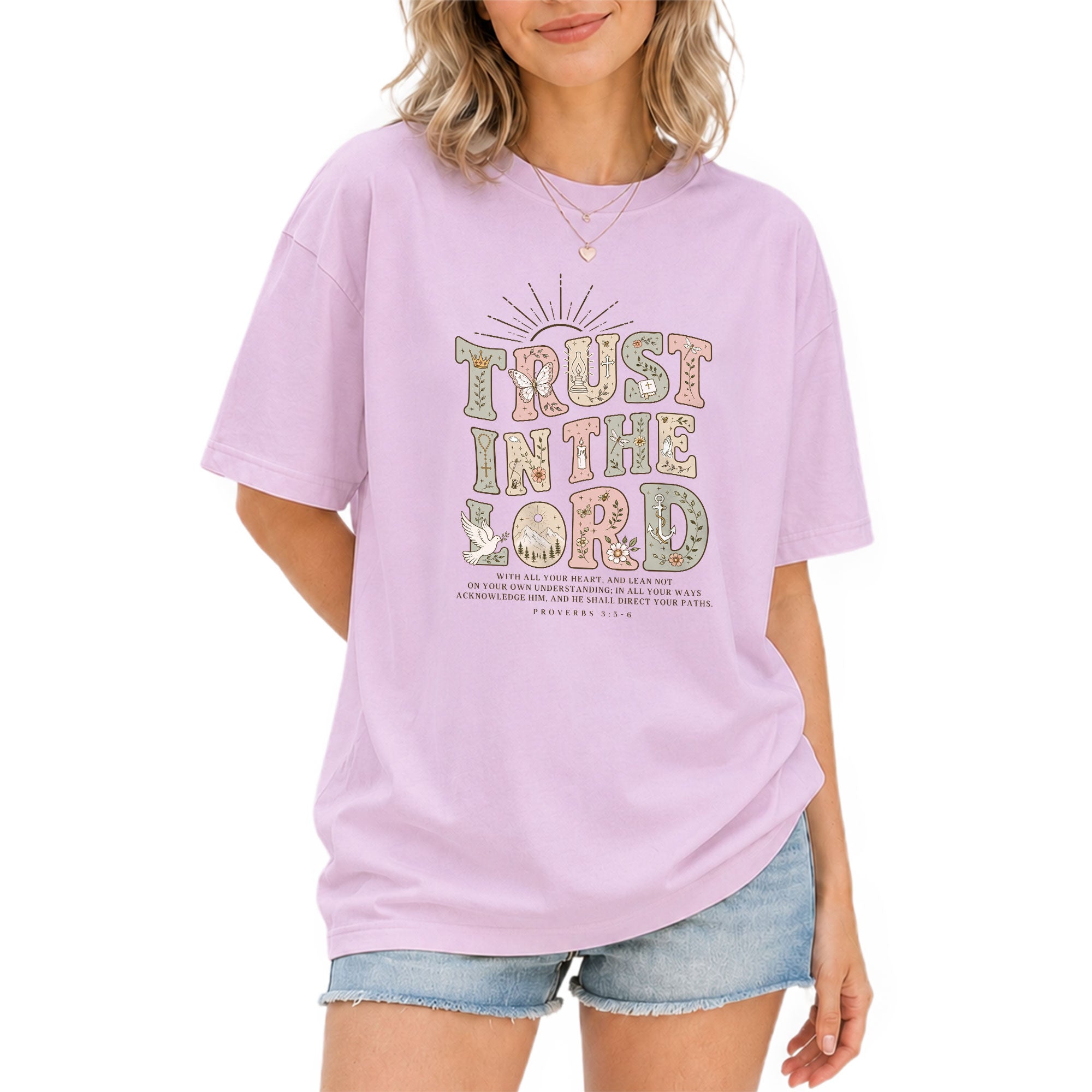 Trust In The Lord T-Shirt Christian Women Faith Shirt Aesthetic Colorful Bible Verse Tee - Rust Field Wear