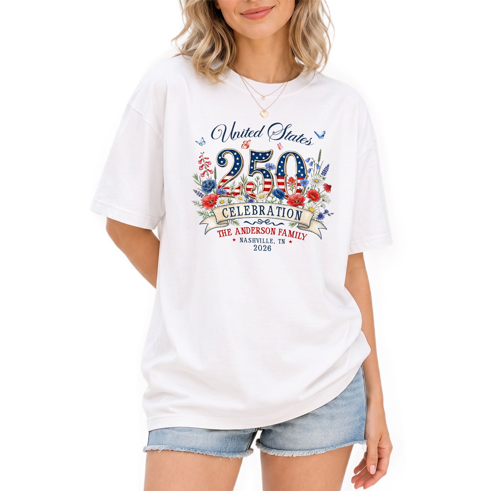 Custom Family Shirt United States Celebration 2026 250th Anniversary Patriotic Floral Gift - Rust Field Wear