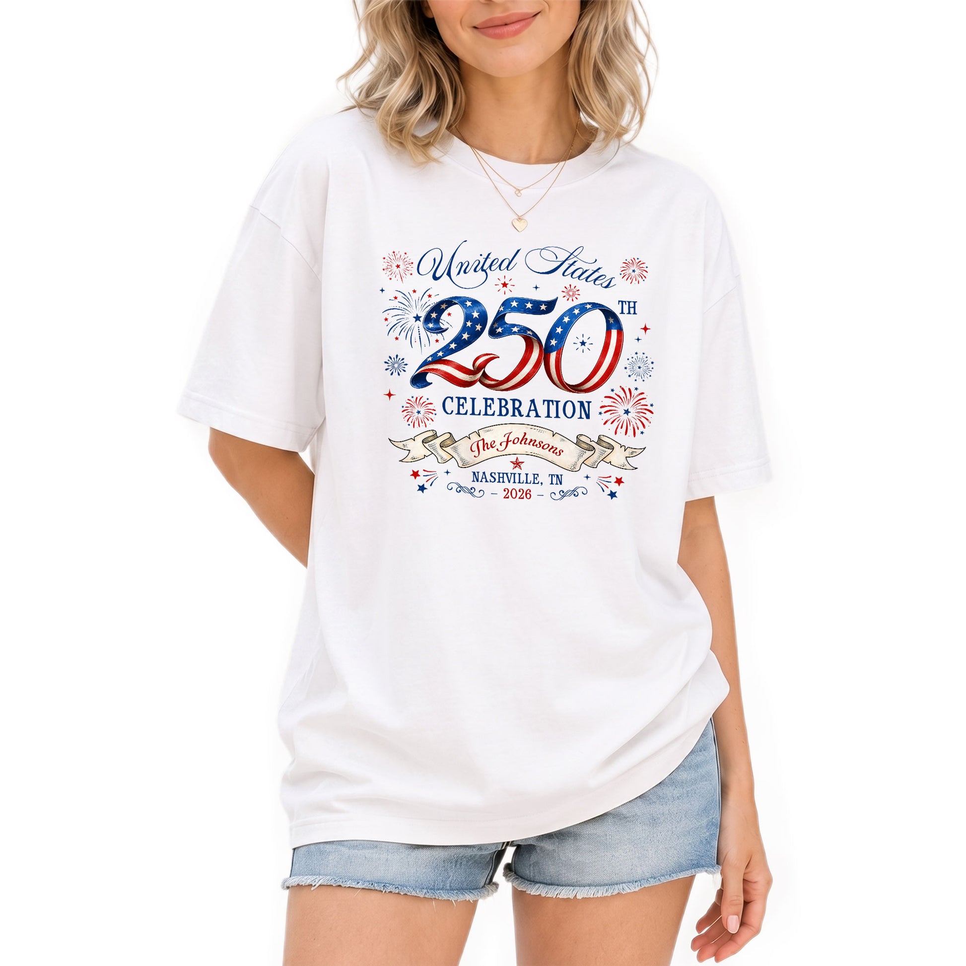 Custom Family Shirt 4th of July Patriotic United States Celebration 2026 250th Vintage Ribbon - Rust Field Wear