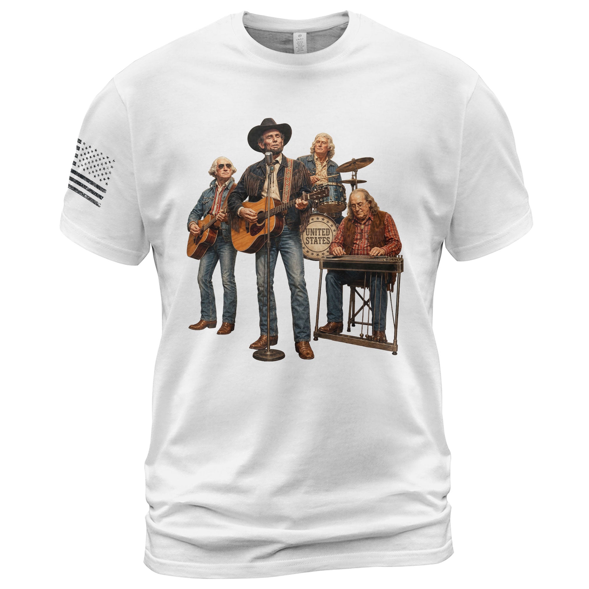 Vintage Patriotic Country Music Apparel - Founding Fathers Band Graphic Design - Rust Field Wear