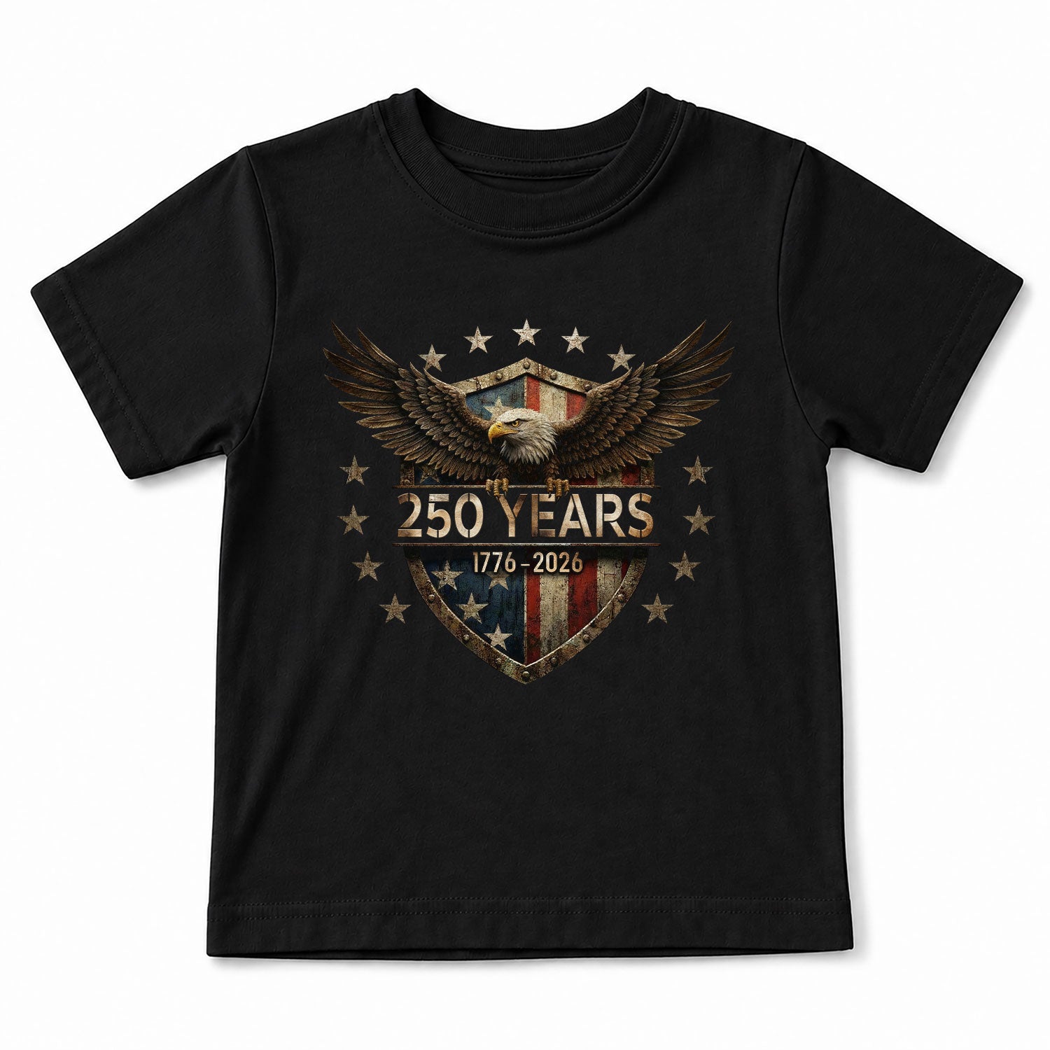 250 Years Kids T-Shirt 1776–2026 Patriotic Eagle Shield American Youth Tee