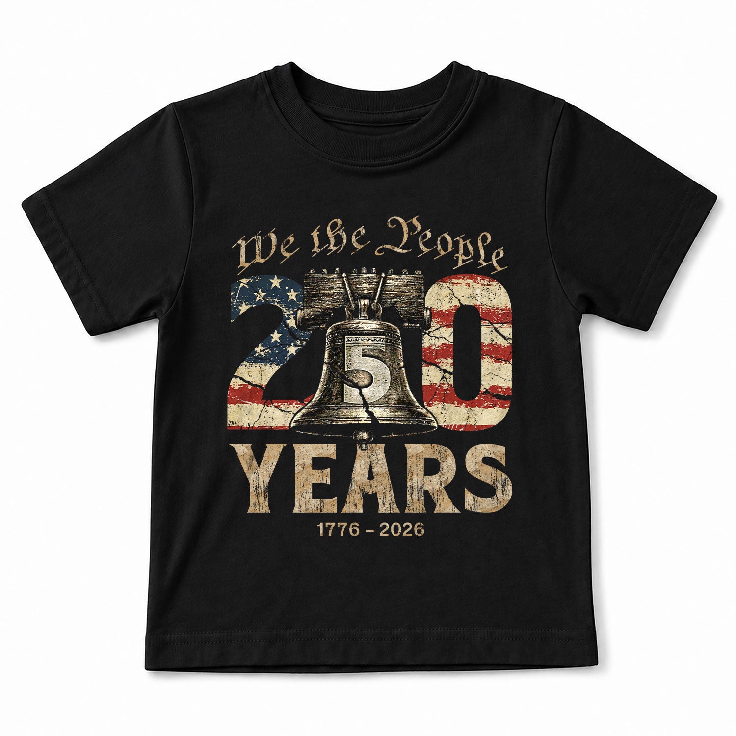 Kids We The People 250 Years T-Shirt 1776–2026 Liberty Bell Patriotic Youth Tee