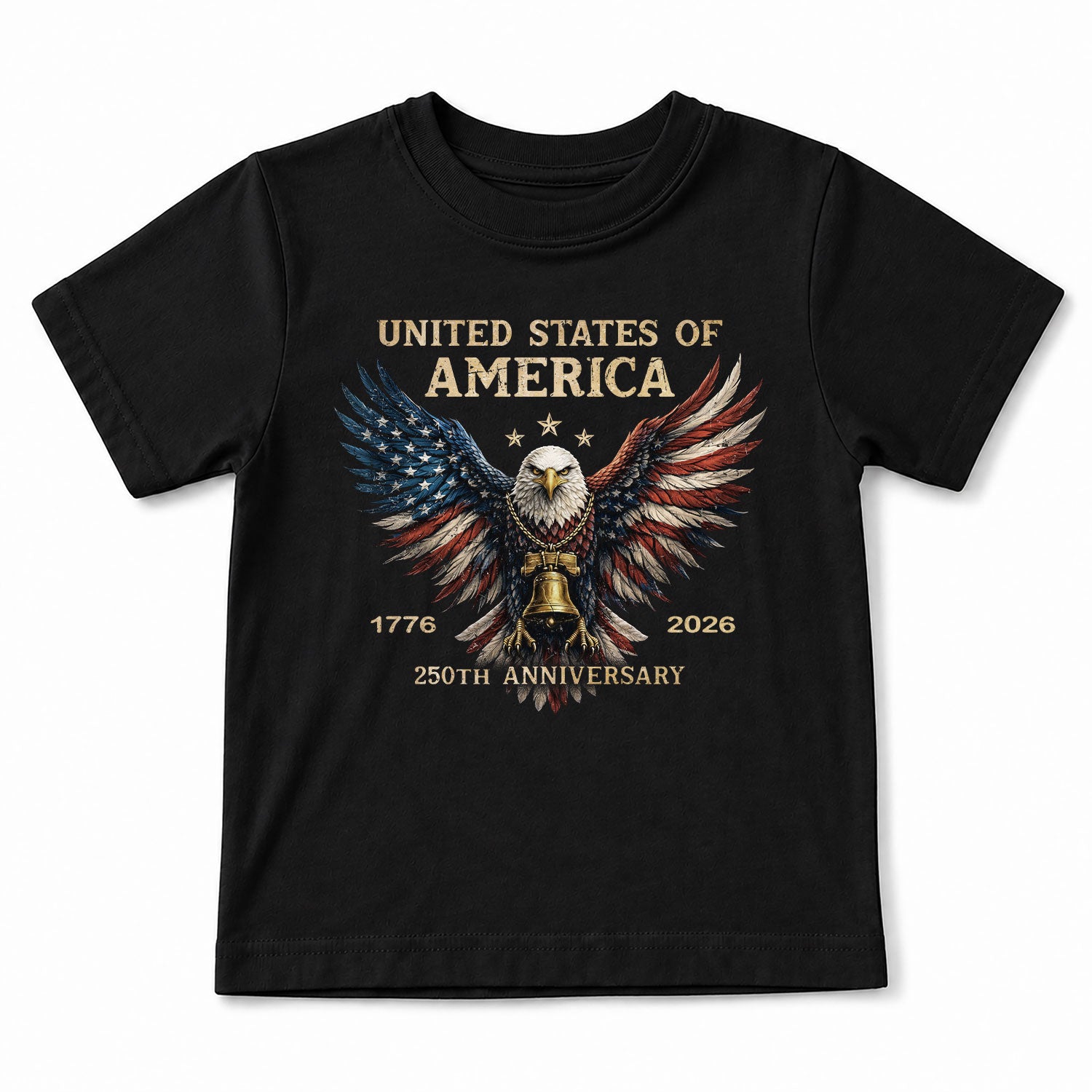 250th Anniversary Kids T-Shirt Patriotic Eagle Liberty Bell 1776-2026 Youth Tee Shirt