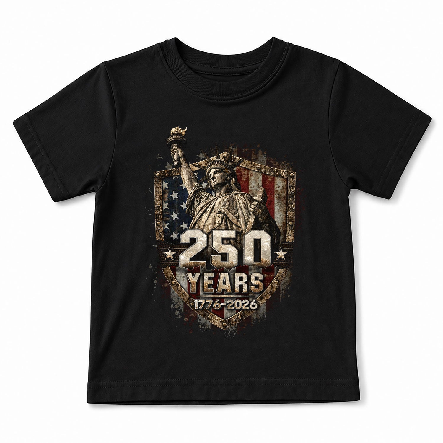 250 Years Kids T-Shirt Statue of Liberty Patriotic American Flag 1776-2026 Youth Tee