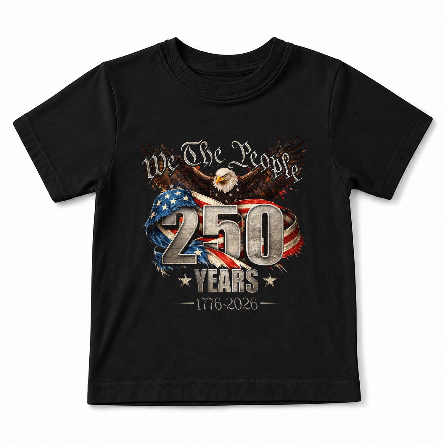 250 Years Kids T-Shirt We The People Patriotic Eagle American Flag 1776-2026 Youth Tee