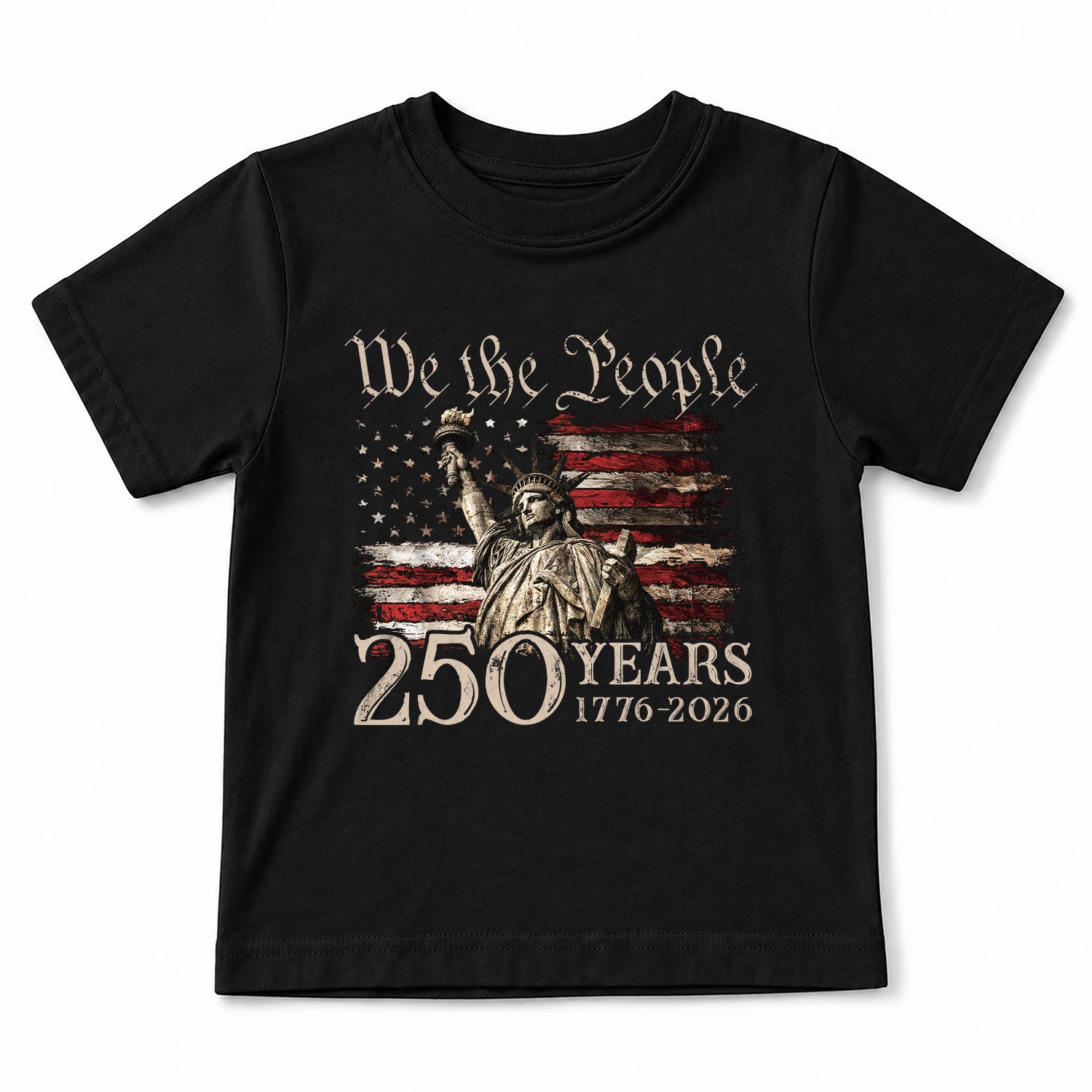 Kids 250 Years T-Shirt Statue of Liberty We The People Patriotic American Flag Tee