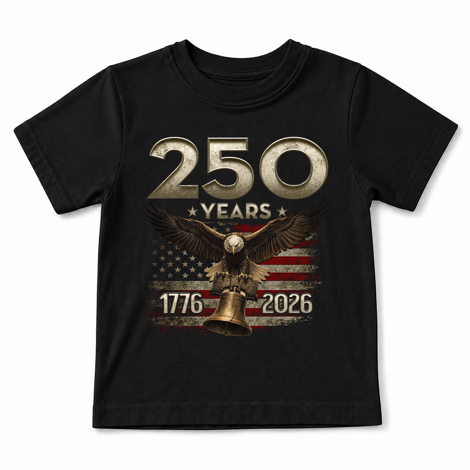 250 Years Kids T-Shirt Vintage American Flag Patriotic Eagle 1776-2026 Boys Girls Tee
