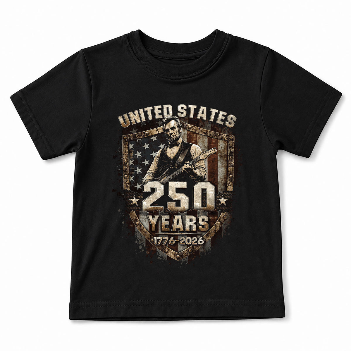 Kids America 250 Years T-Shirt 1776–2026 Lincoln Patriotic Freedom Youth Tee - Rust Field Wear