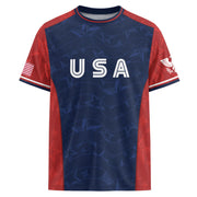 Navy Orange USA Soccer Jersey Men Patriotic Stars Stripes American Football Shirt Fan Gear - Rust Field Wear