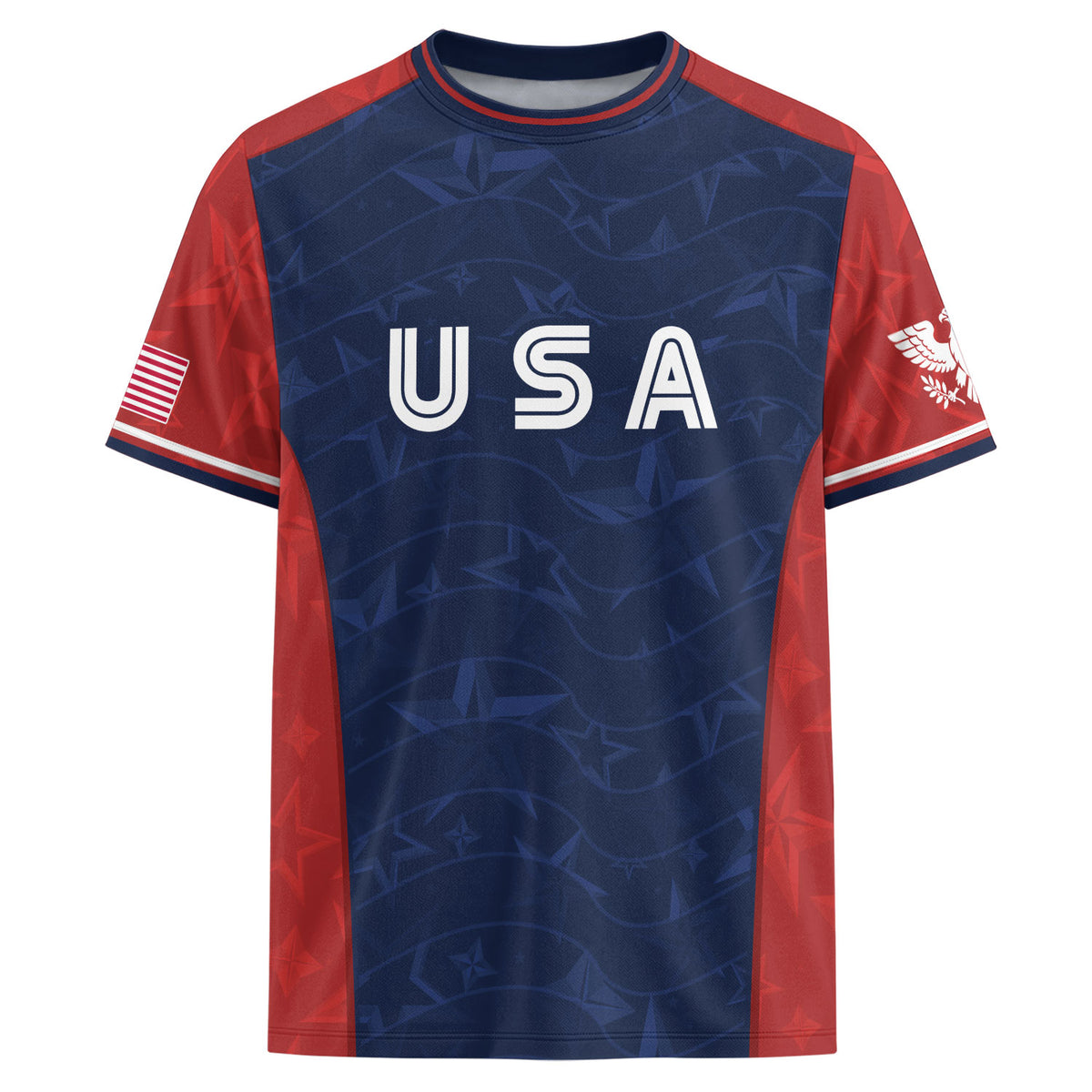 Navy Orange USA Soccer Jersey Men Patriotic Stars Stripes American Football Shirt Fan Gear - Rust Field Wear
