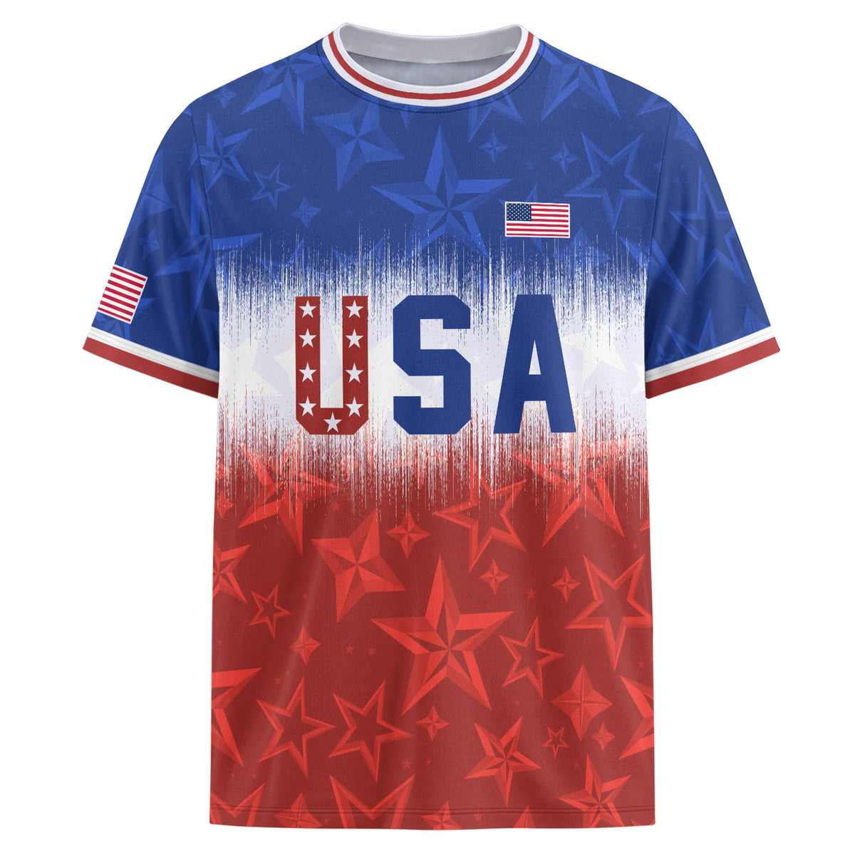 Navy Orange USA Soccer Jersey Patriotic Stars Stripes American Football Shirt Fan Apparel Tee - Rust Field Wear