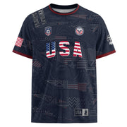Adult Men Women USA Soccer Jersey Patriotic Flag Letters United States Fan Shirt - Rust Field Wear