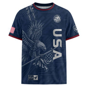 Patriotic Eagle Adult USA Soccer Jersey Navy Blue Shirt United States Football Tee - Rust Field Wear