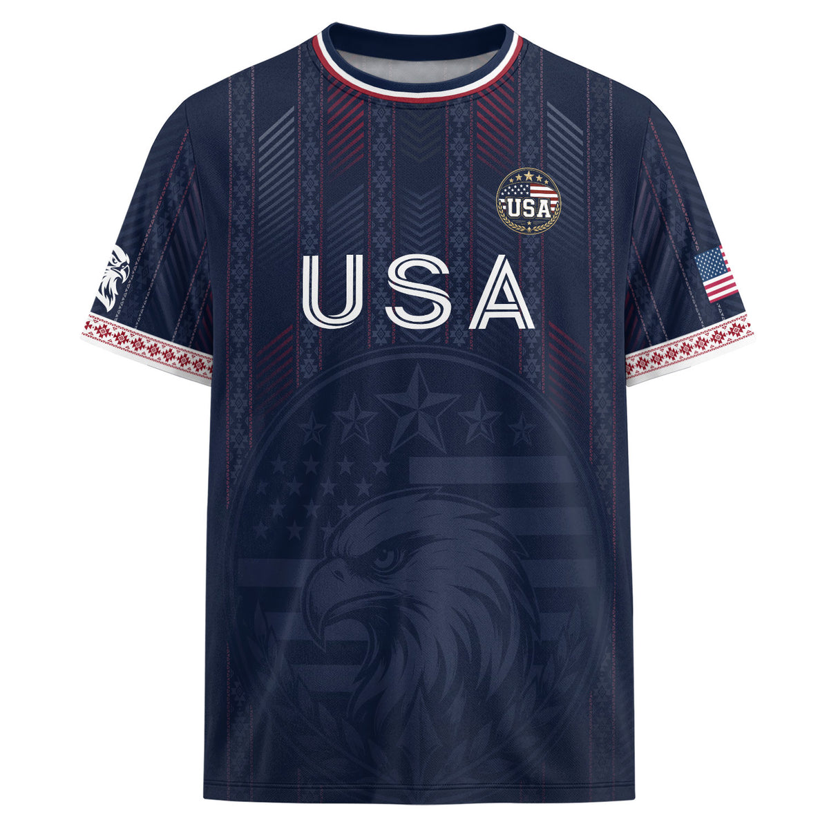 Navy Blue USA Soccer Jersey Patriotic Eagle Football Shirt American Flag Inspired Sports Fan Apparel for Men - Rust Field Wear