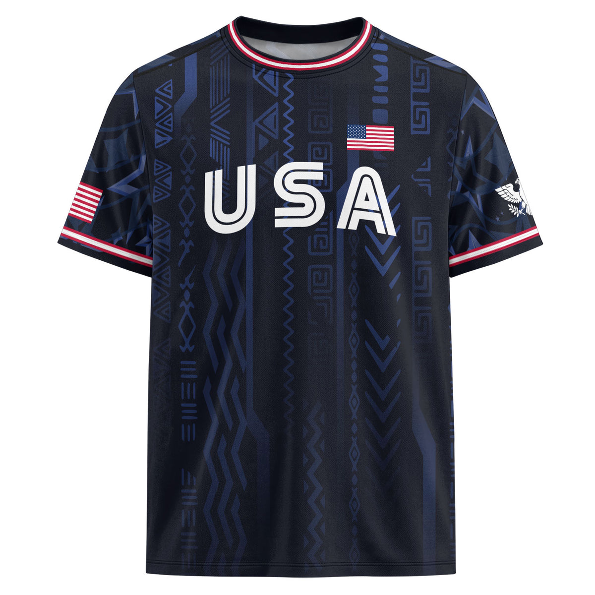 USA Soccer Jersey Adult Eagle Crest Patriotic Football Shirt Navy Blue Fan Edition