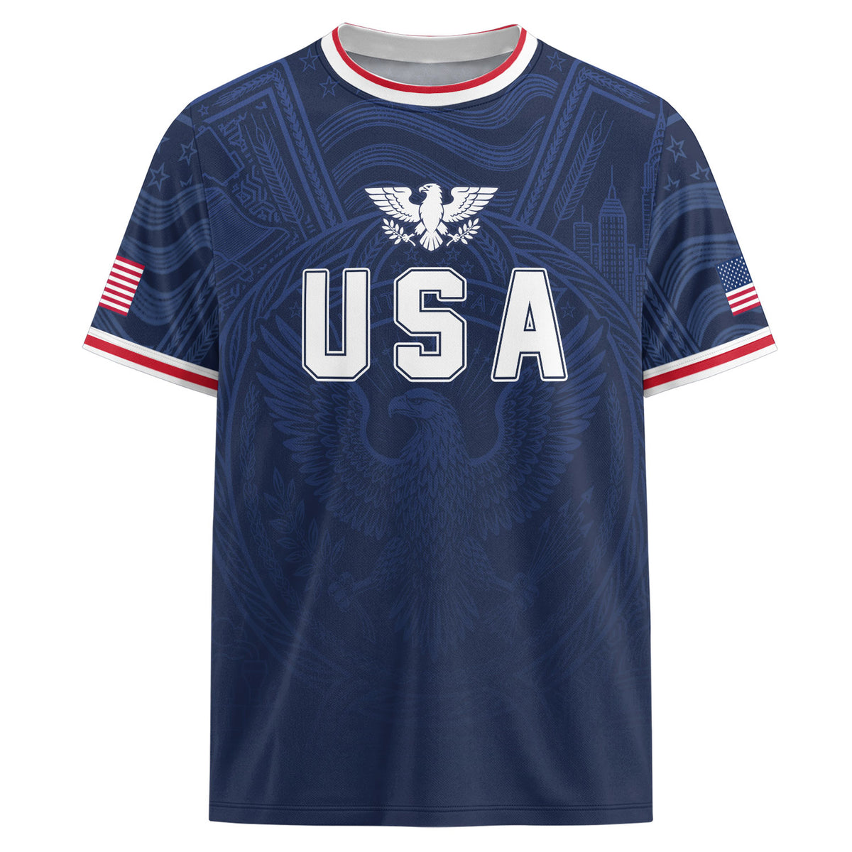 USA Eagle Patriotic Soccer Jersey Adult Navy Blue American Flag Independence Shirt