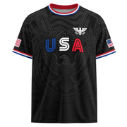USA Patriotic Soccer Jersey Adult Black Eagle American Flag Independence Day Shirt