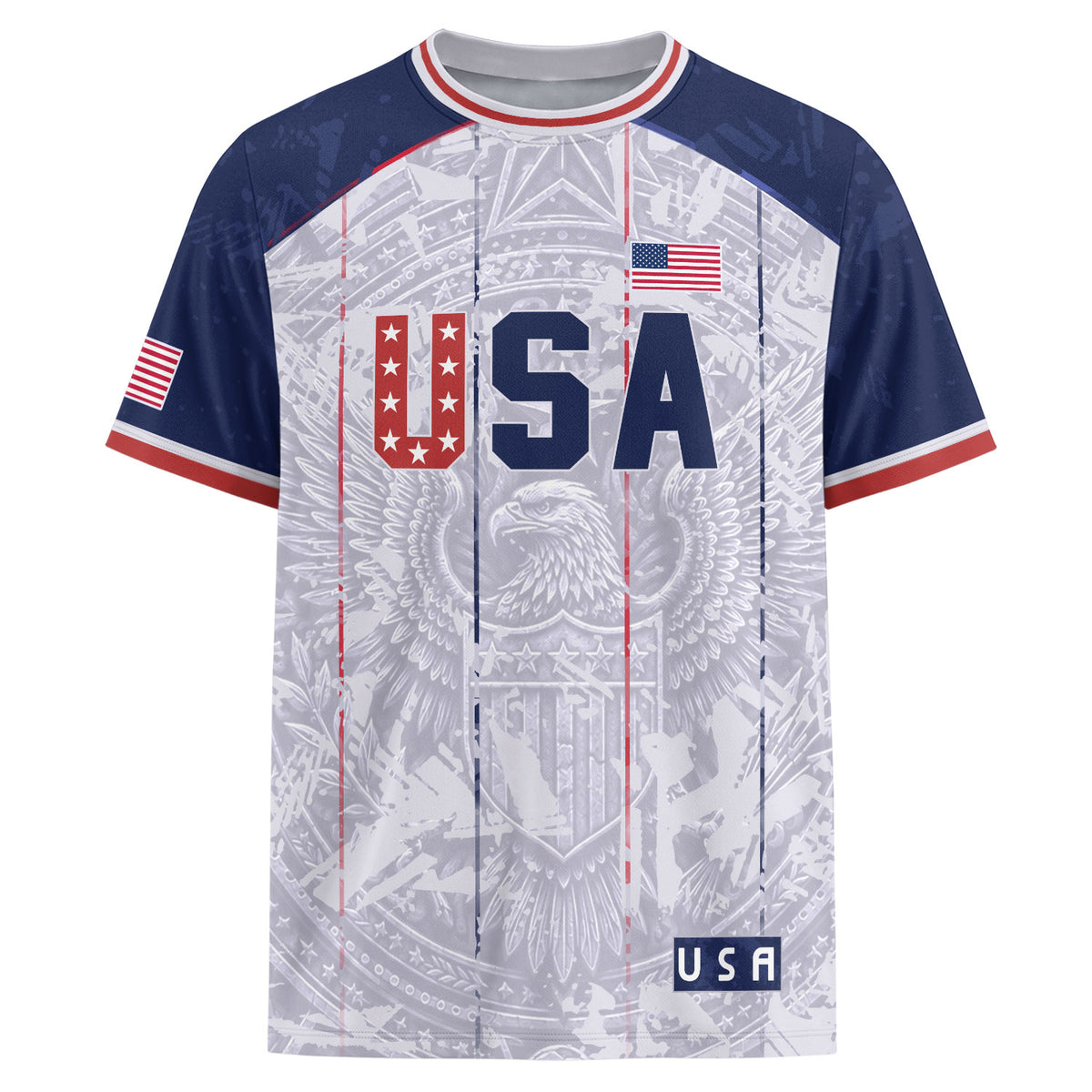 USA Soccer Jersey Men White Patriotic Eagle Team Graphic Football Shirt