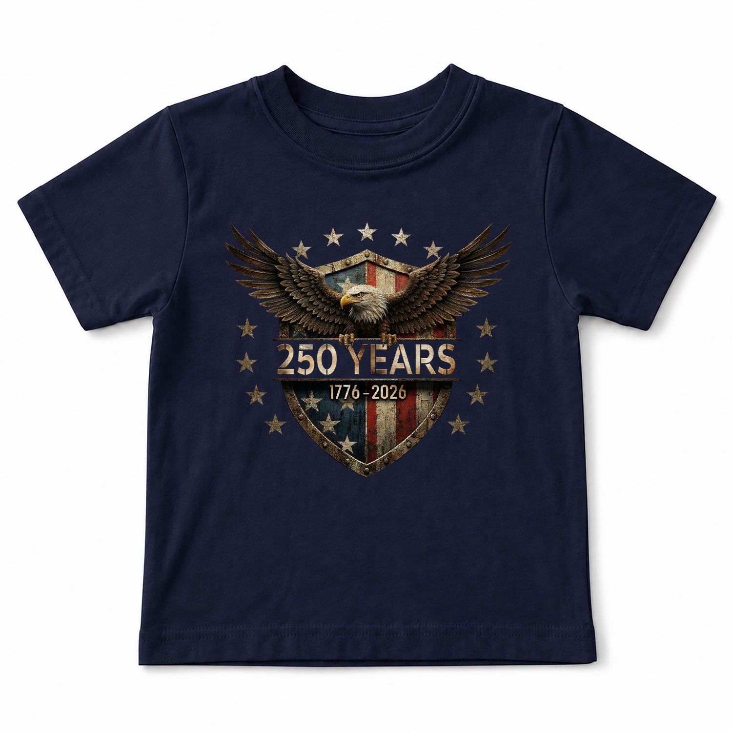 250 Years Kids T-Shirt 1776–2026 Patriotic Eagle Shield American Youth Tee