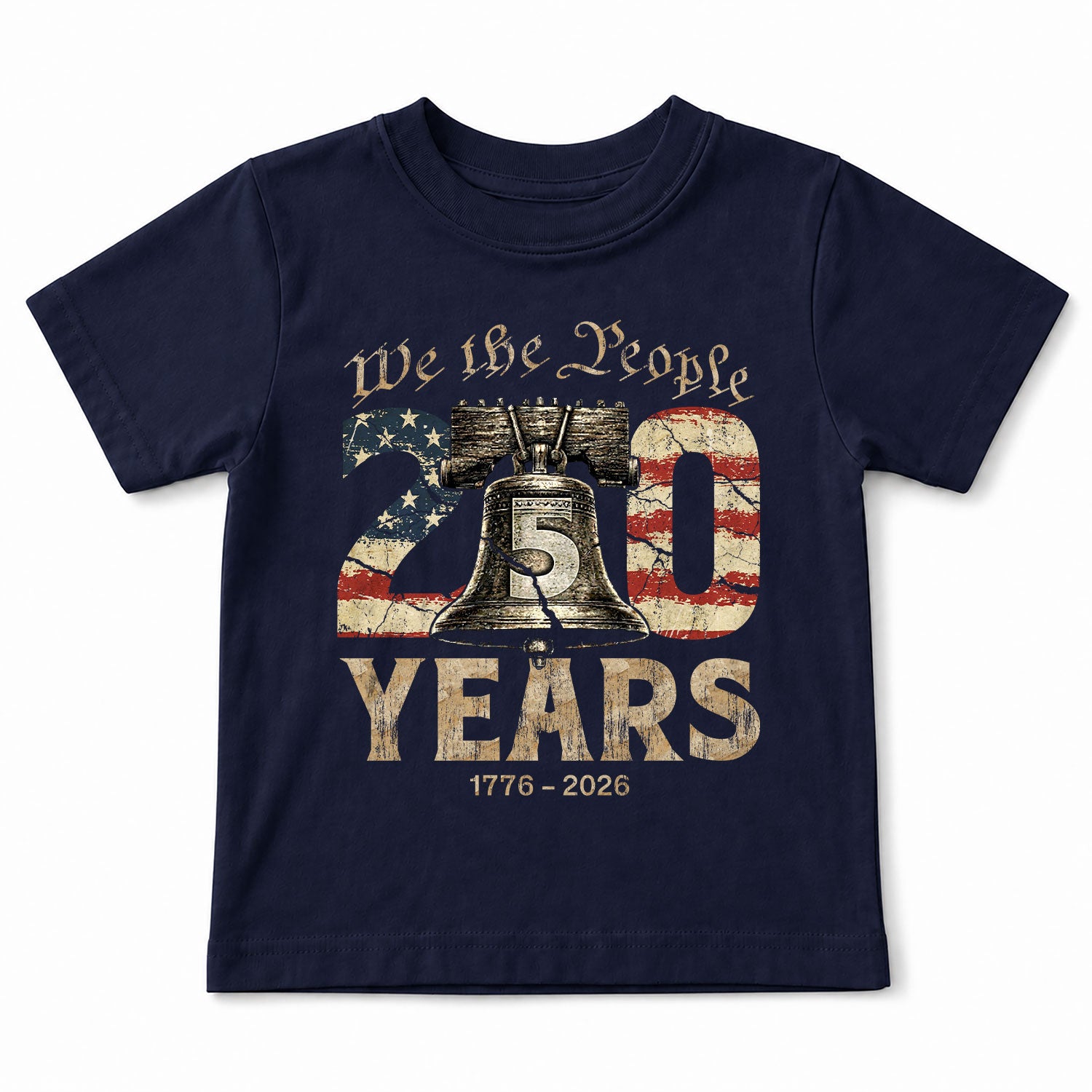 Kids We The People 250 Years T-Shirt 1776–2026 Liberty Bell Patriotic Youth Tee