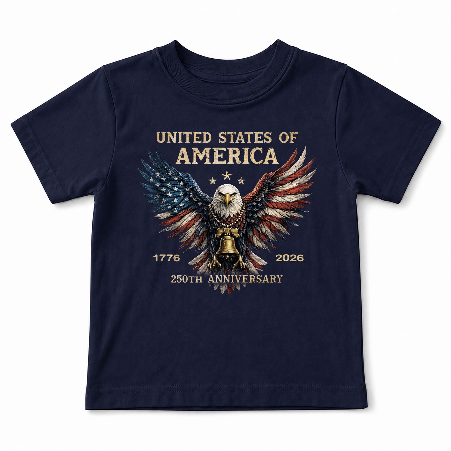 250th Anniversary Kids T-Shirt Patriotic Eagle Liberty Bell 1776-2026 Youth Tee Shirt