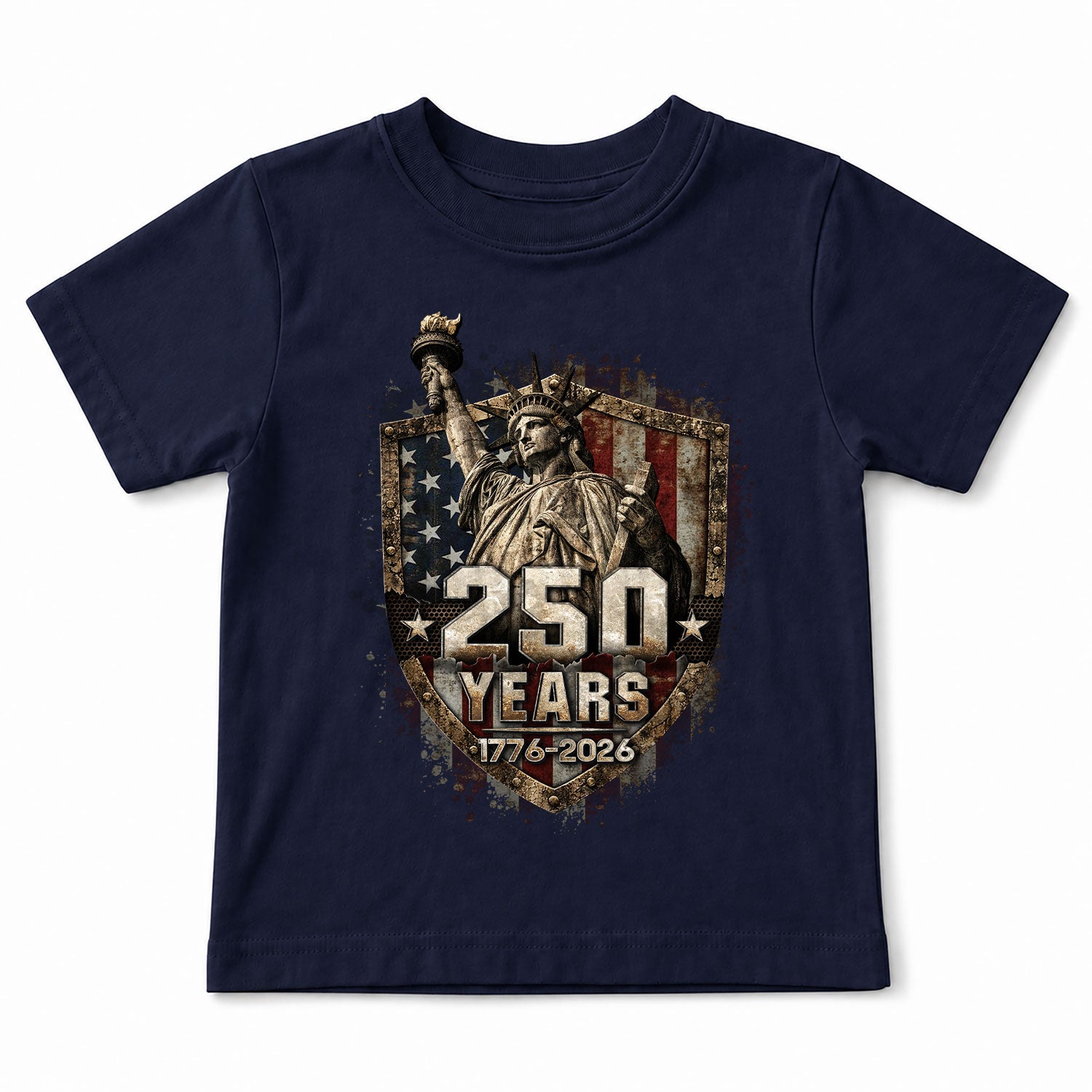 250 Years Kids T-Shirt Statue of Liberty Patriotic American Flag 1776-2026 Youth Tee