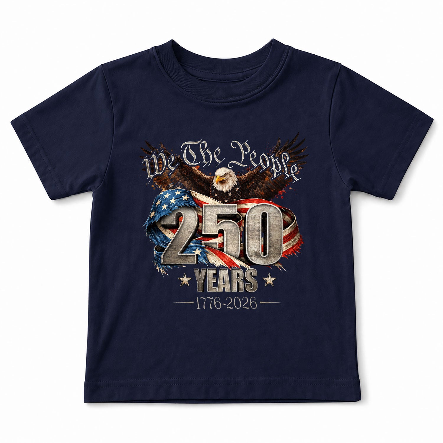 250 Years Kids T-Shirt We The People Patriotic Eagle American Flag 1776-2026 Youth Tee