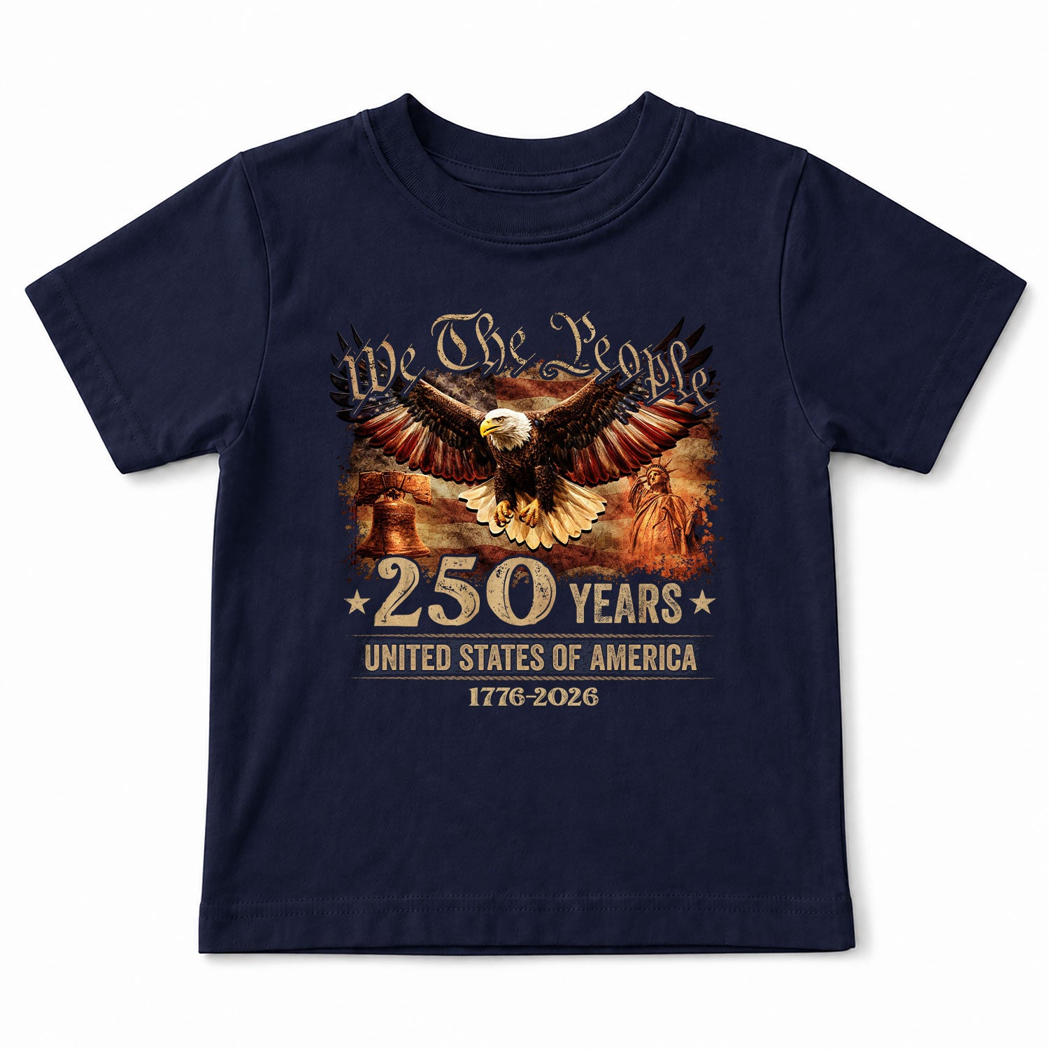 250 Years Kids T-Shirt We The People Patriotic Eagle Statue of Liberty 1776-2026 Youth