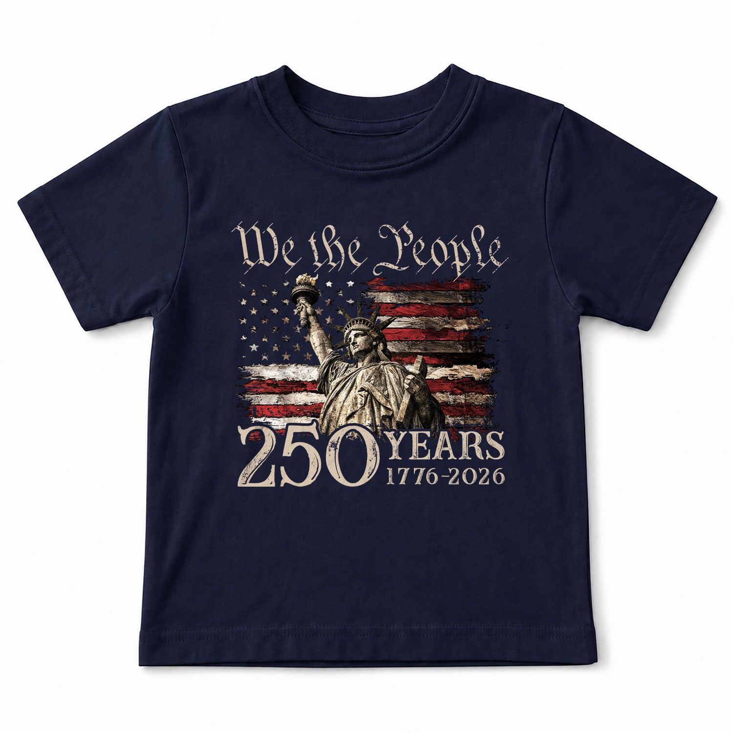Kids 250 Years T-Shirt Statue of Liberty We The People Patriotic American Flag Tee