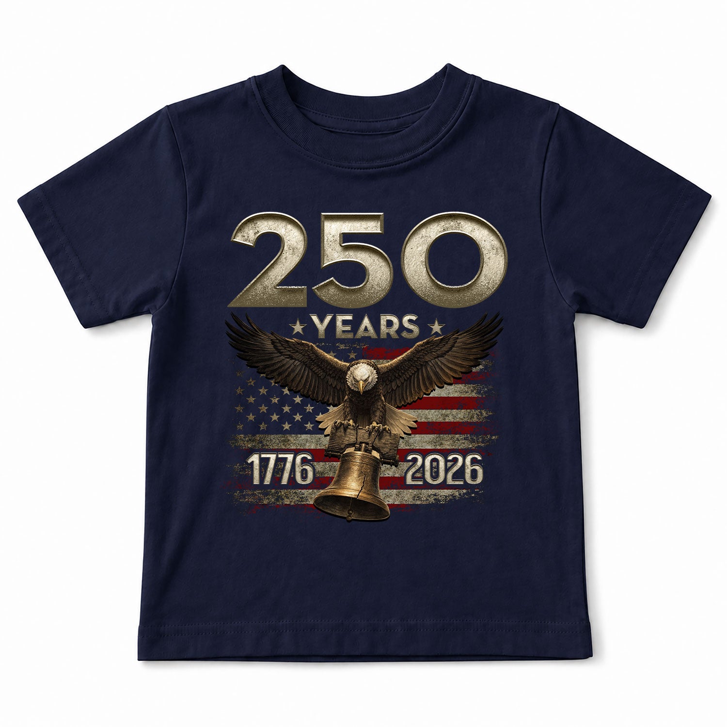 250 Years Kids T-Shirt Vintage American Flag Patriotic Eagle 1776-2026 Boys Girls Tee