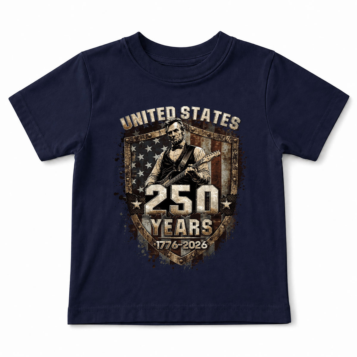 Kids America 250 Years T-Shirt 1776–2026 Lincoln Patriotic Freedom Youth Tee - Rust Field Wear