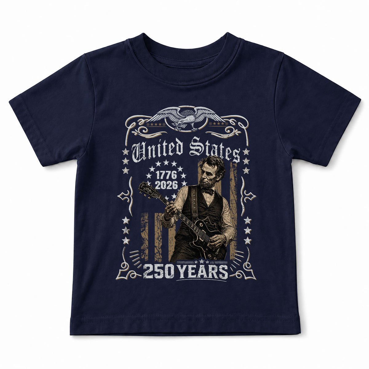 America 250 Years Kids Shirt 1776–2026 Lincoln Music Patriotic Youth Tee - Rust Field Wear