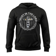 Trust In The Lord Hoodie – Lion Cross Proverbs 3:5-6 Christian Apparel - Rust Field Wear