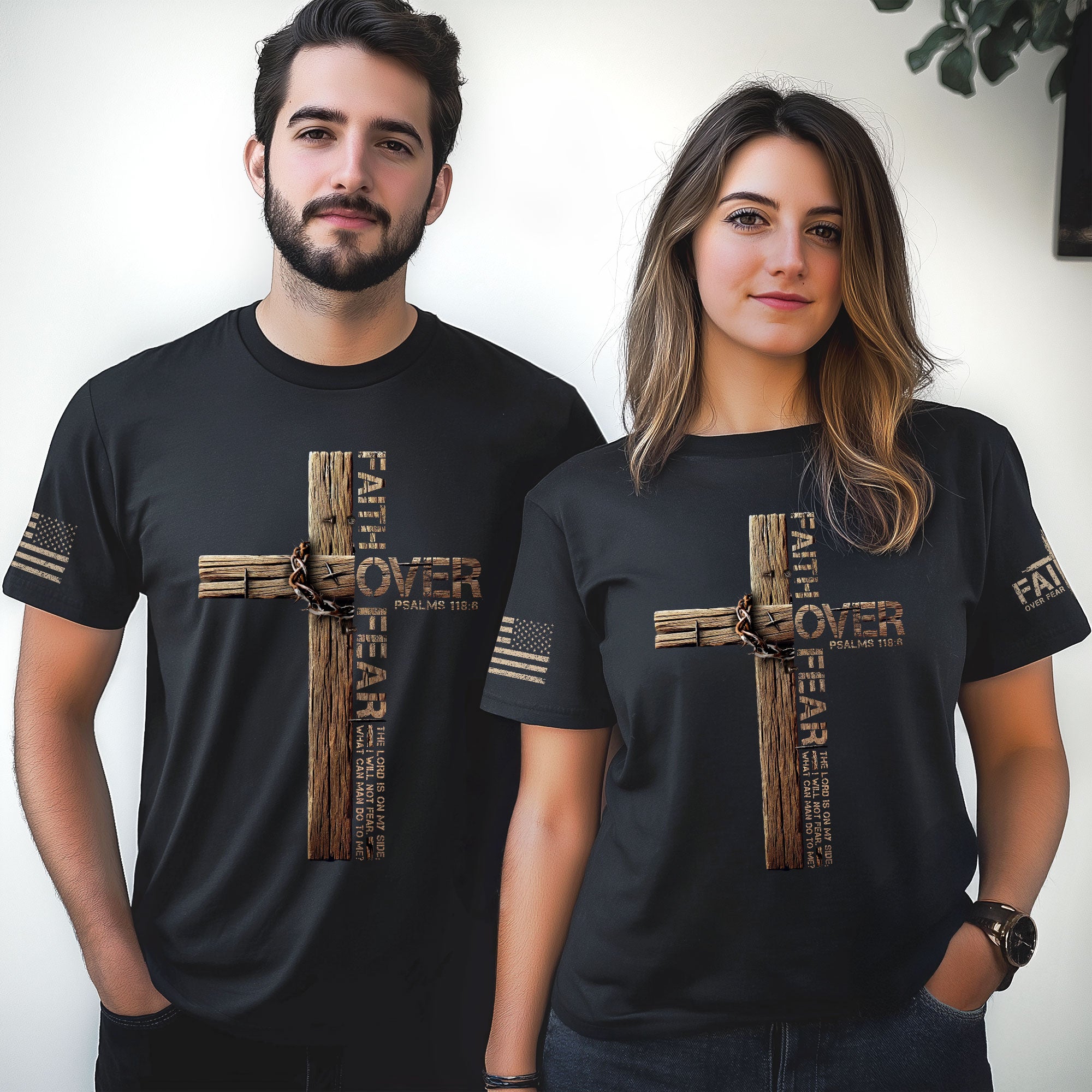 Christian Cross T-Shirt – Faith Over Fear Edition
