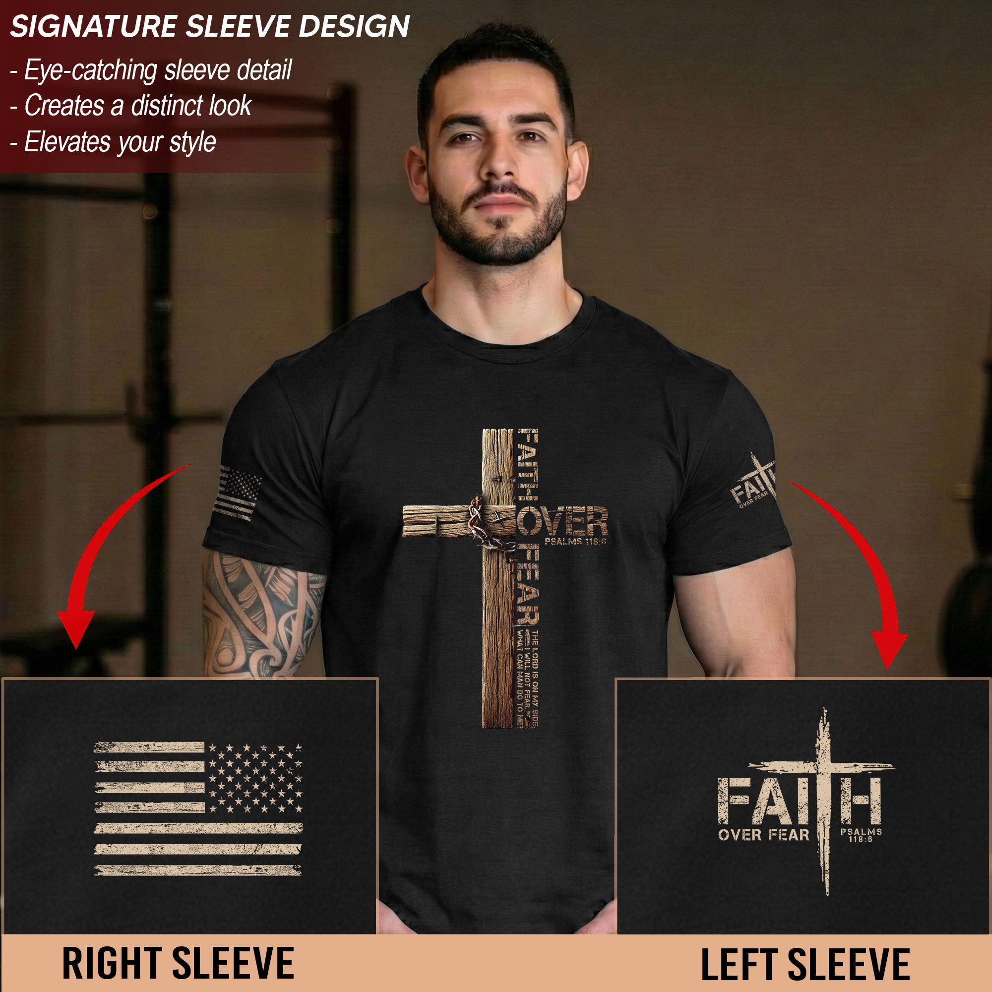 Christian Cross T-Shirt – Faith Over Fear Edition