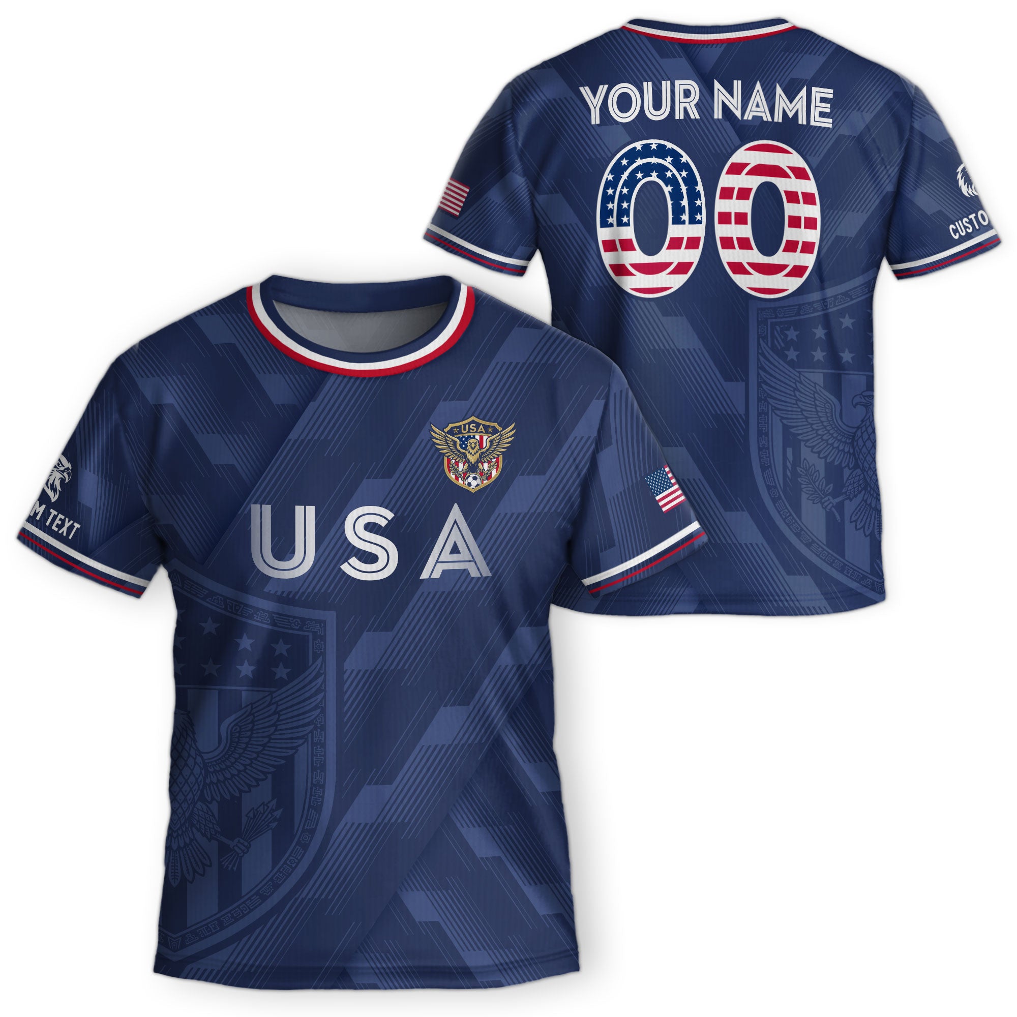 Custom Name Kids Soccer Jersey Personalized USA Youth Athletic Sport T Shirt