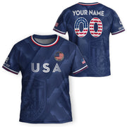 Custom Name Kids Soccer Jersey Personalized USA Youth Athletic Sport T Shirt