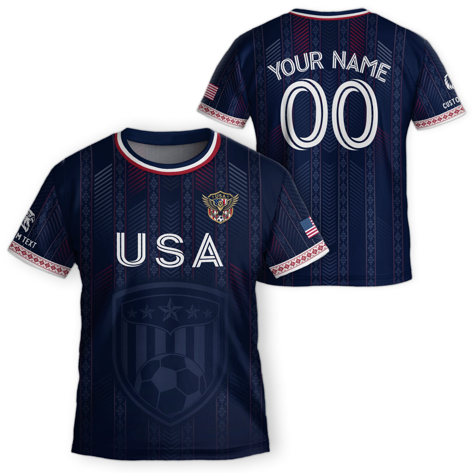 Personalized Youth Soccer Jersey Style Custom Name Number USA Kids Activewear Top