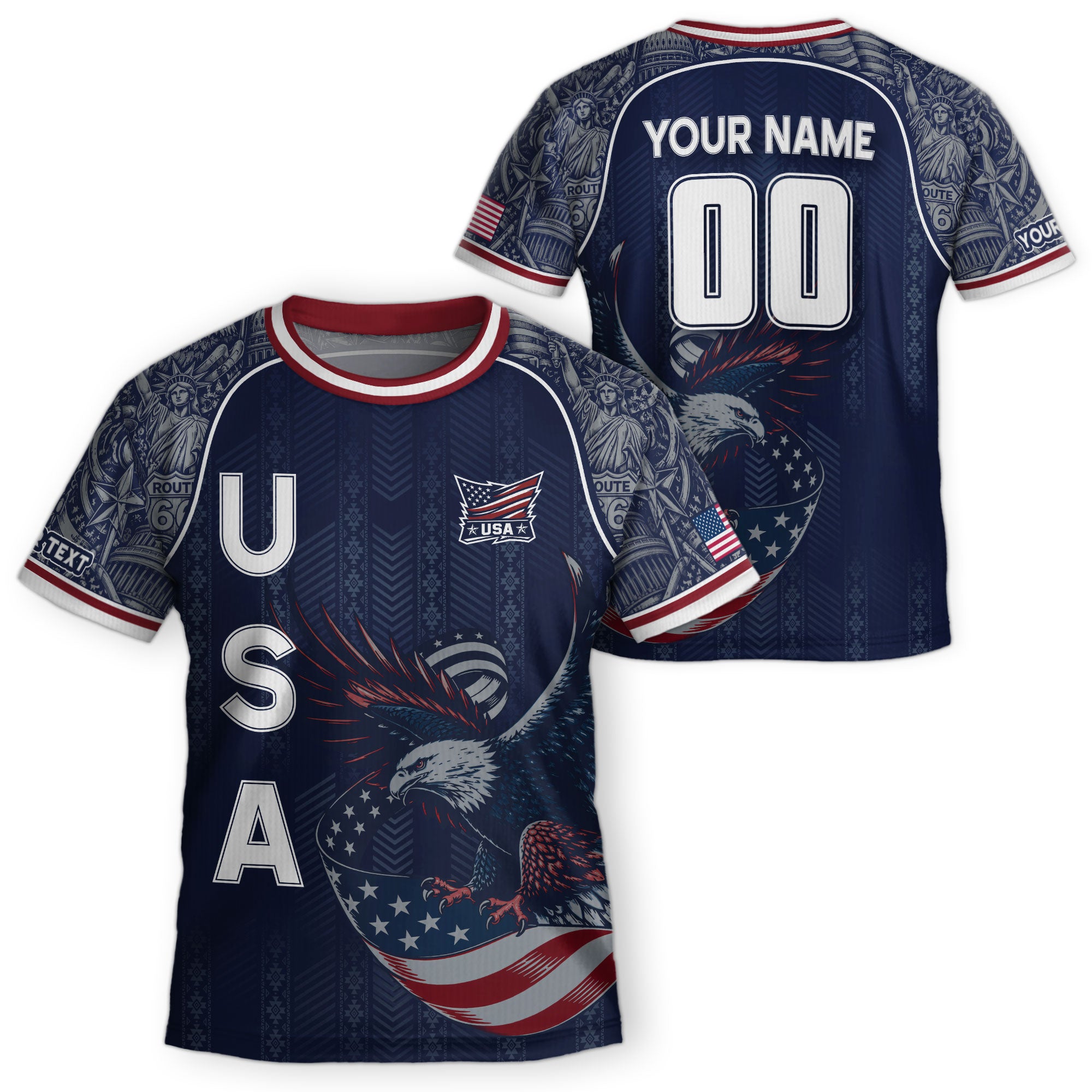 Custom Name Kids Soccer Jersey Personalized USA Youth Eagle Athletic Sport T Shirt