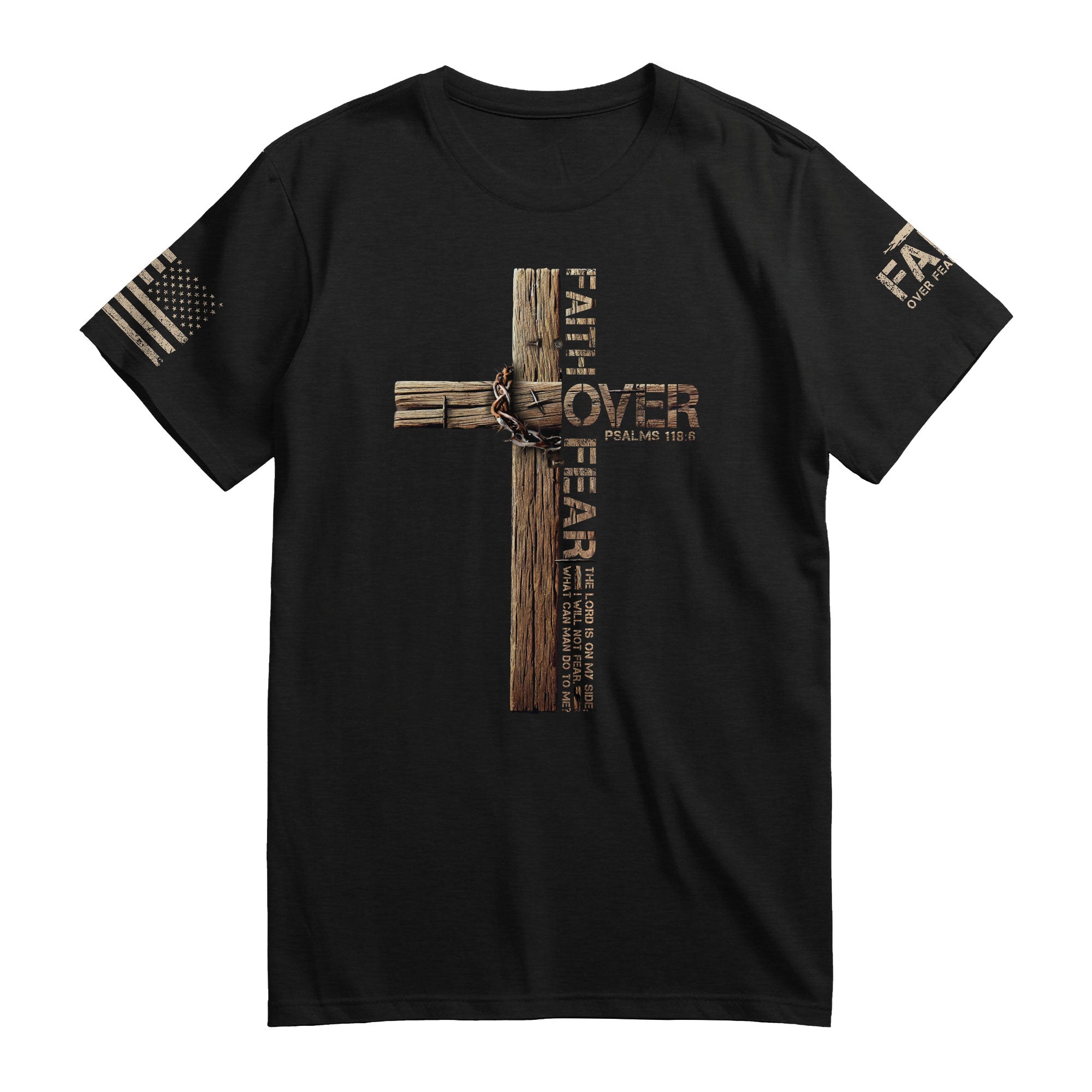 Christian Cross T-Shirt – Faith Over Fear Edition