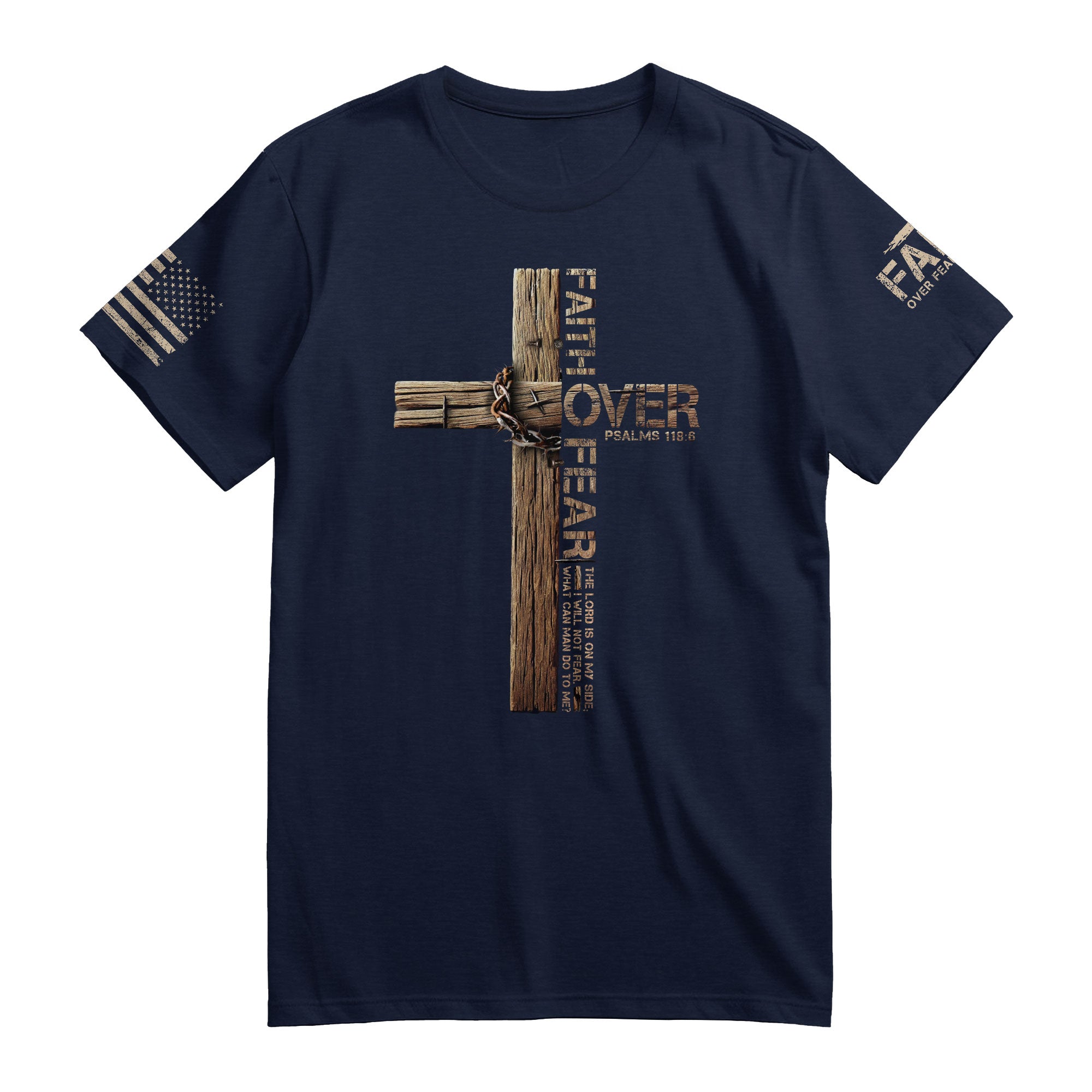 Christian Cross T-Shirt – Faith Over Fear Edition