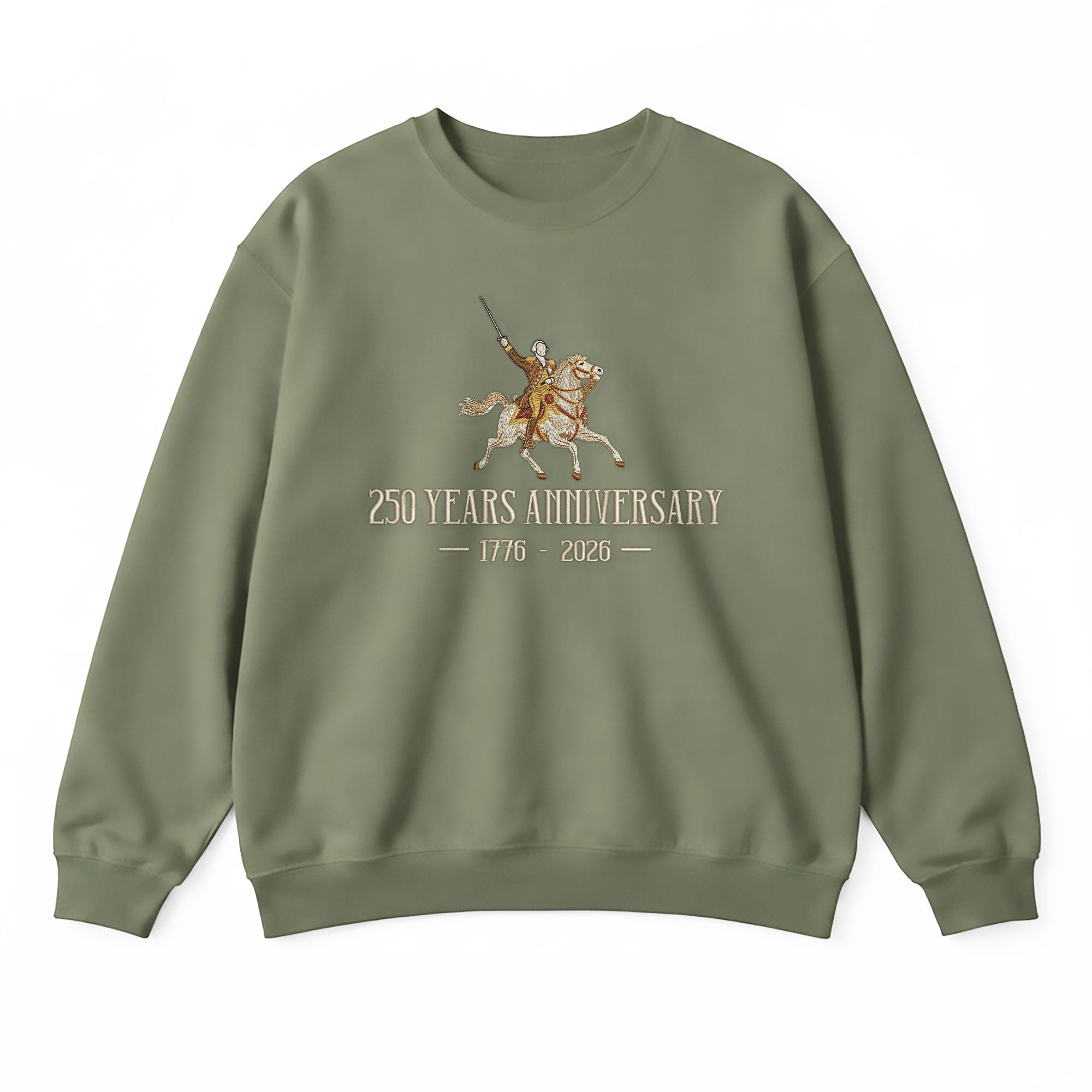 USA 250th Anniversary 250 Years Embroidered Sweatshirt 1776-2026 Patriotic Horseman Heritage