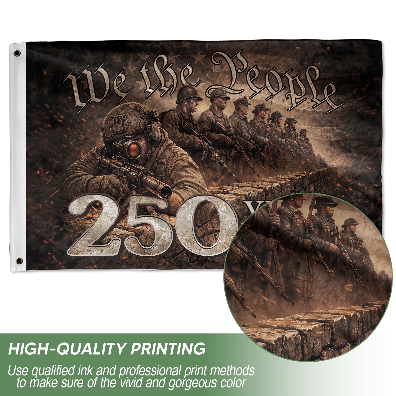 USA 250th Anniversary Flag 1776–2026, American Eagle Patriotic Heritage Flag - Rust Field Wear