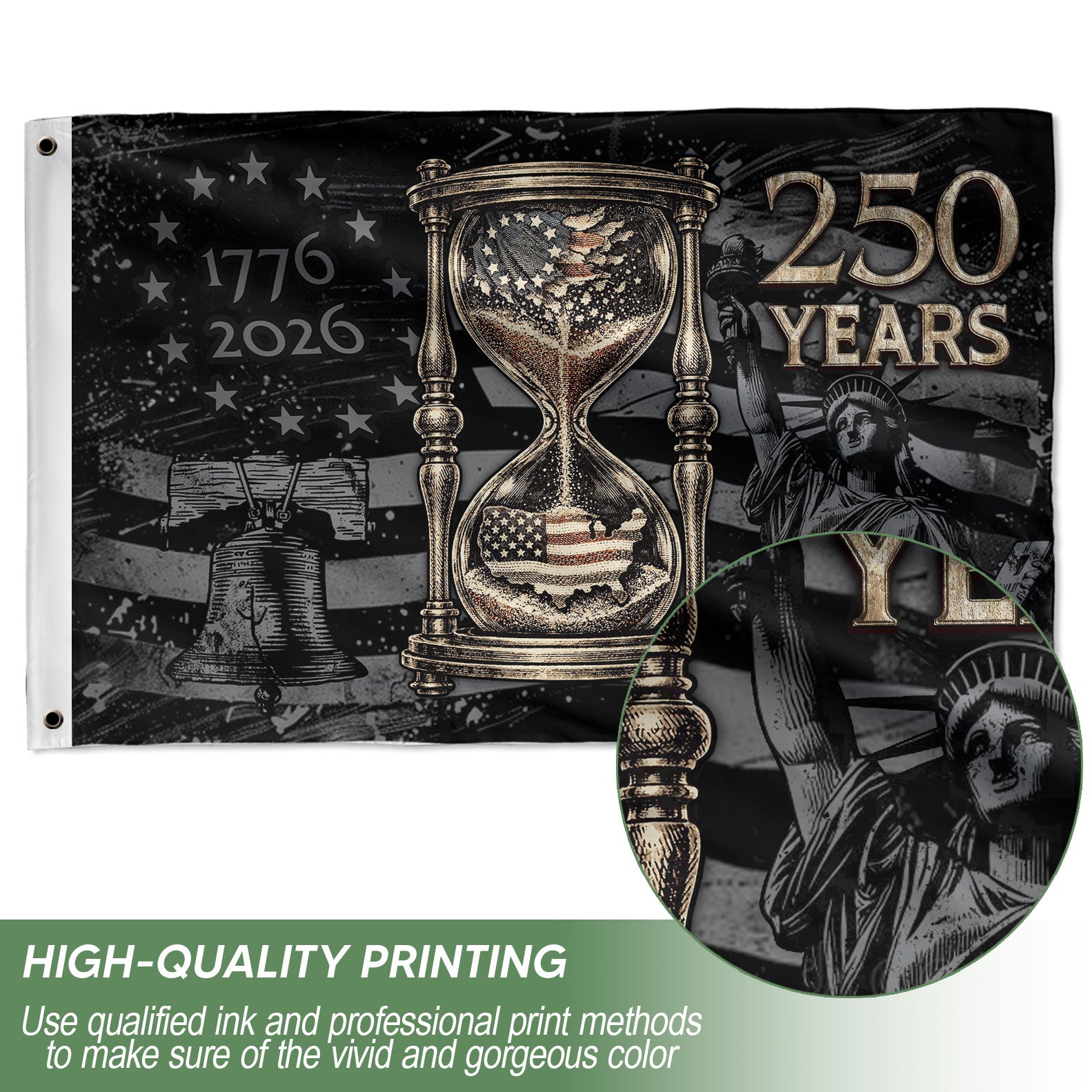 United States 250 Years Anniversary Flag 1776–2026, American Eagle Patriotic Heritage Flag - Rust Field Wear