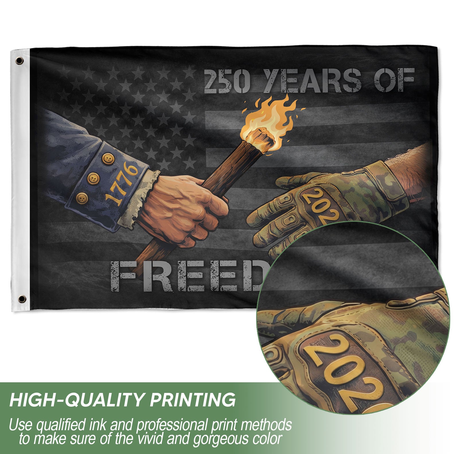 USA 250th Anniversary Flag 250 Years of Freedom 1776-2026 Past Present Legacy Patriotic Heritage - Rust Field Wear